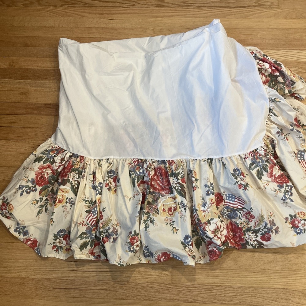 Vintage Ralph Lauren Dylan's Grove Twin Bed Skirt Floral Flags Dust Ruffle